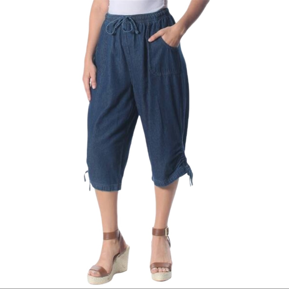 KAREN SCOTT Drawstring Ruched Leg Pull On Pants L